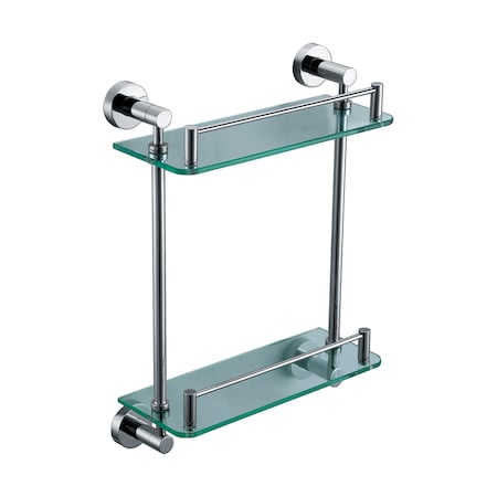Alfi Brand Polished Chrome Wall Mount Dbl Glass Shower Shelf Bathroom Accessory AB9549